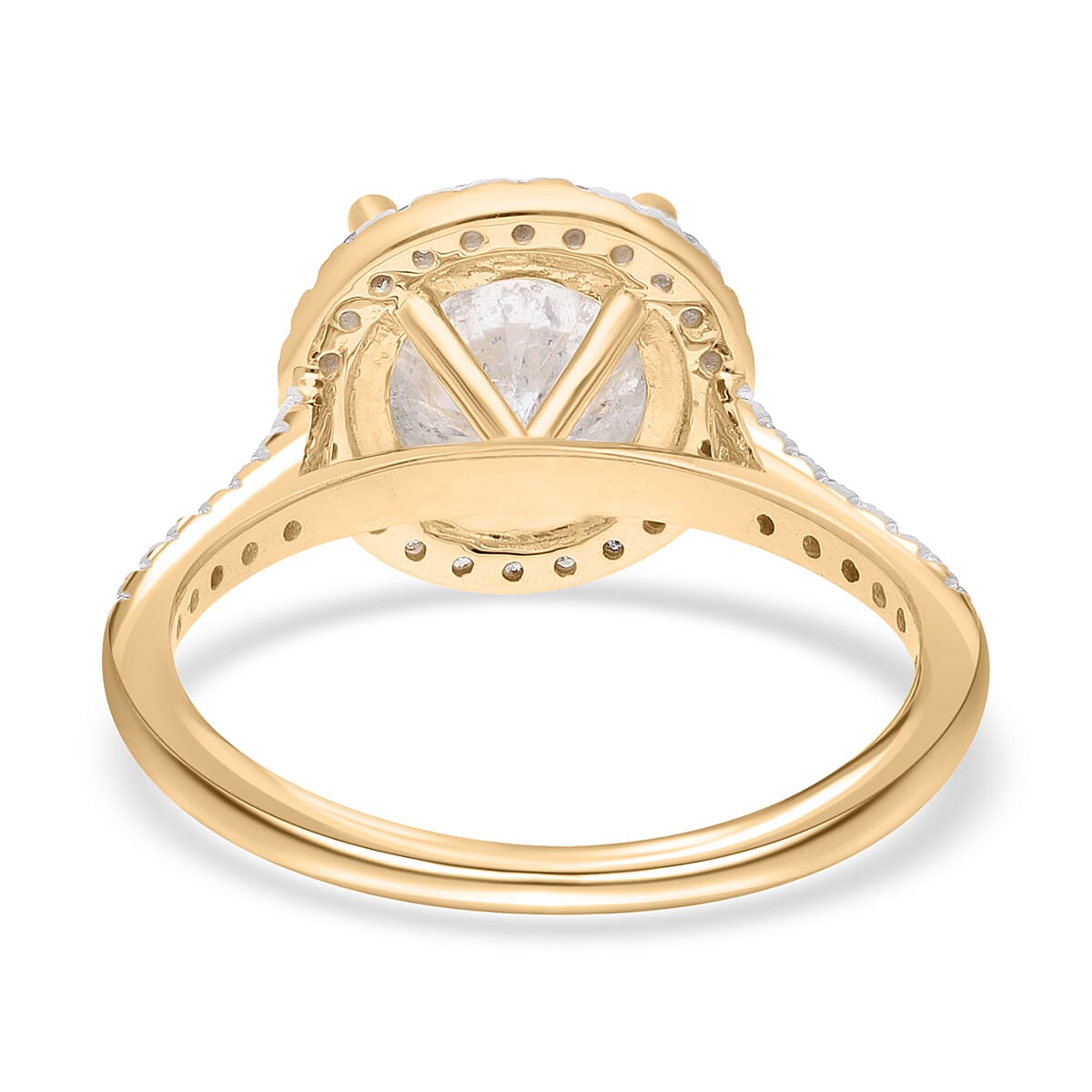 SGL Certified Luxoro 10K Yellow Gold G-H I3 Diamond Halo Ring (Size 8.0) 3.50 ctw image number 4