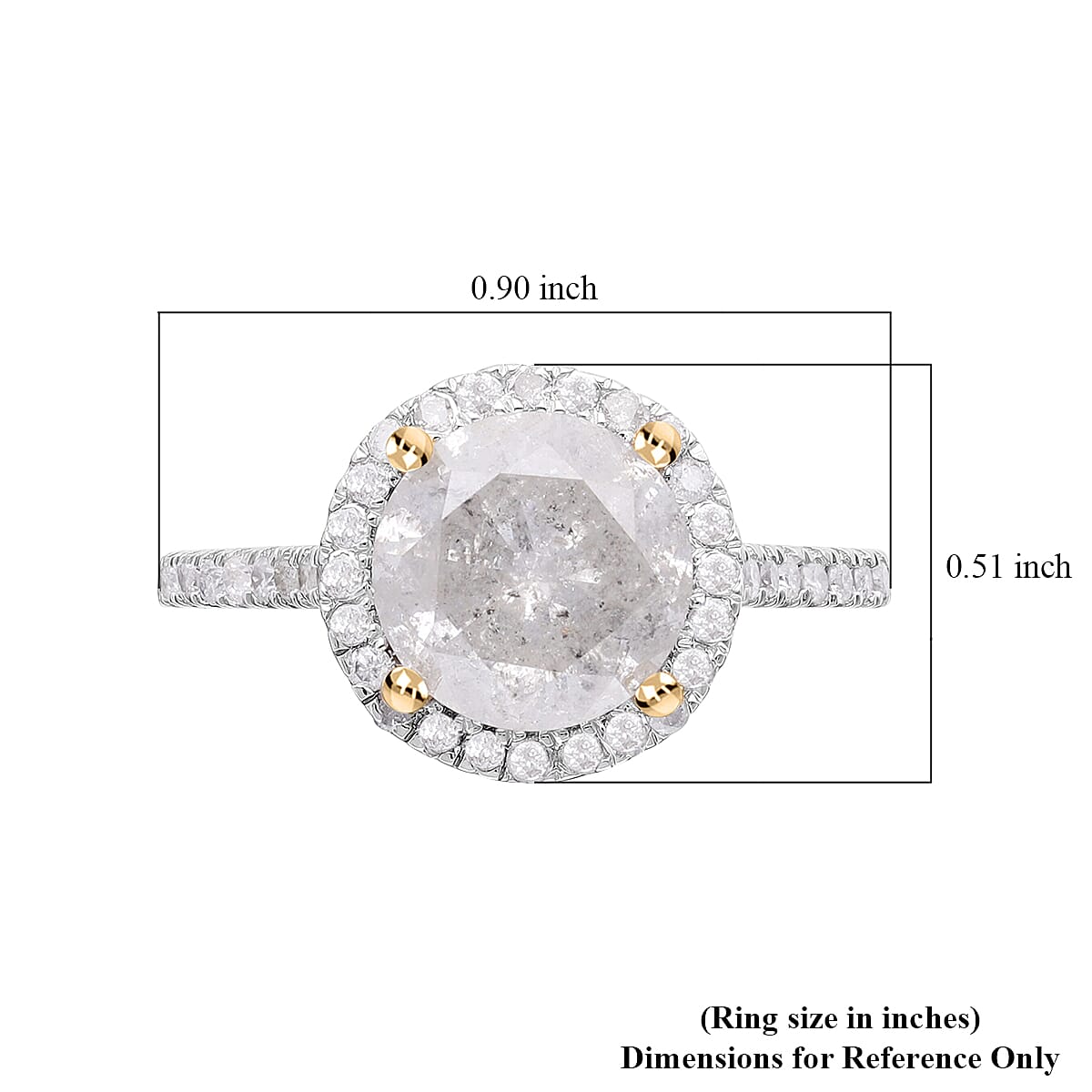 SGL Certified Luxoro 10K Yellow Gold G-H I3 Diamond Halo Ring (Size 8.0) 3.50 ctw image number 5