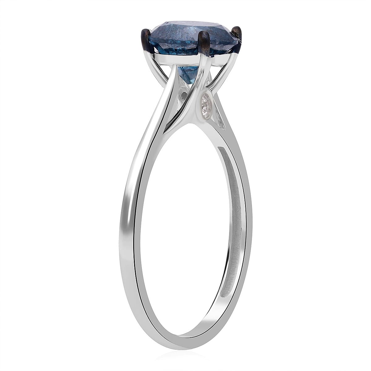 Buy Luxoro 10K White Gold Blue Diamond and Diamond I3 Ring