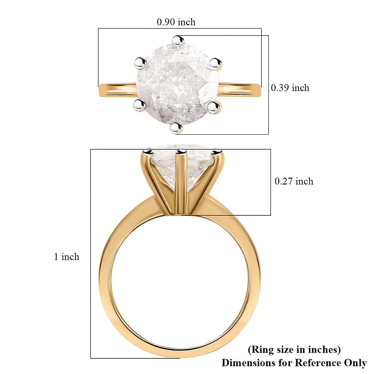 SGL Certified Luxoro 10K Yellow Gold Diamond G-H I3 Solitaire Ring (Size 10.0) 3.50 ctw