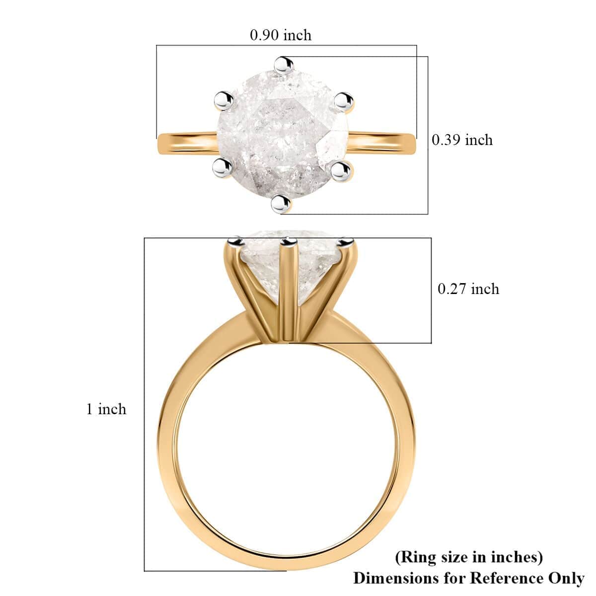 SGL Certified Luxoro 10K Yellow Gold Diamond G-H I3 Solitaire Ring 3.50 ctw image number 4