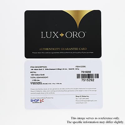 SGL Certified Luxoro 10K Yellow Gold Diamond (G-H, I3) Solitaire Ring (Size 10.0) 1.10 ctw