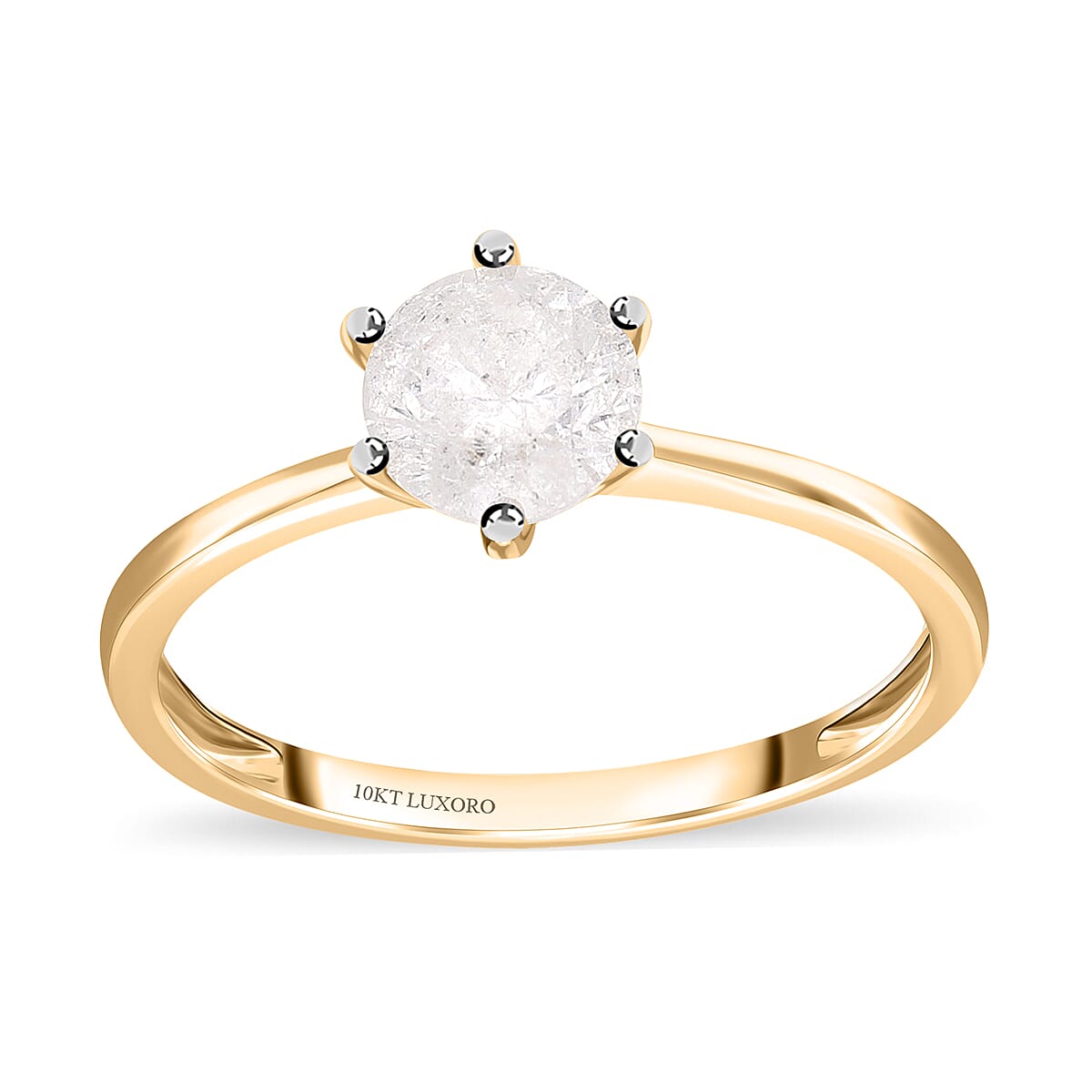 SGL Certified Luxoro 10K Yellow Gold G-H I3 Diamond Solitaire Ring (Size 6.0) 1.10 ctw image number 0