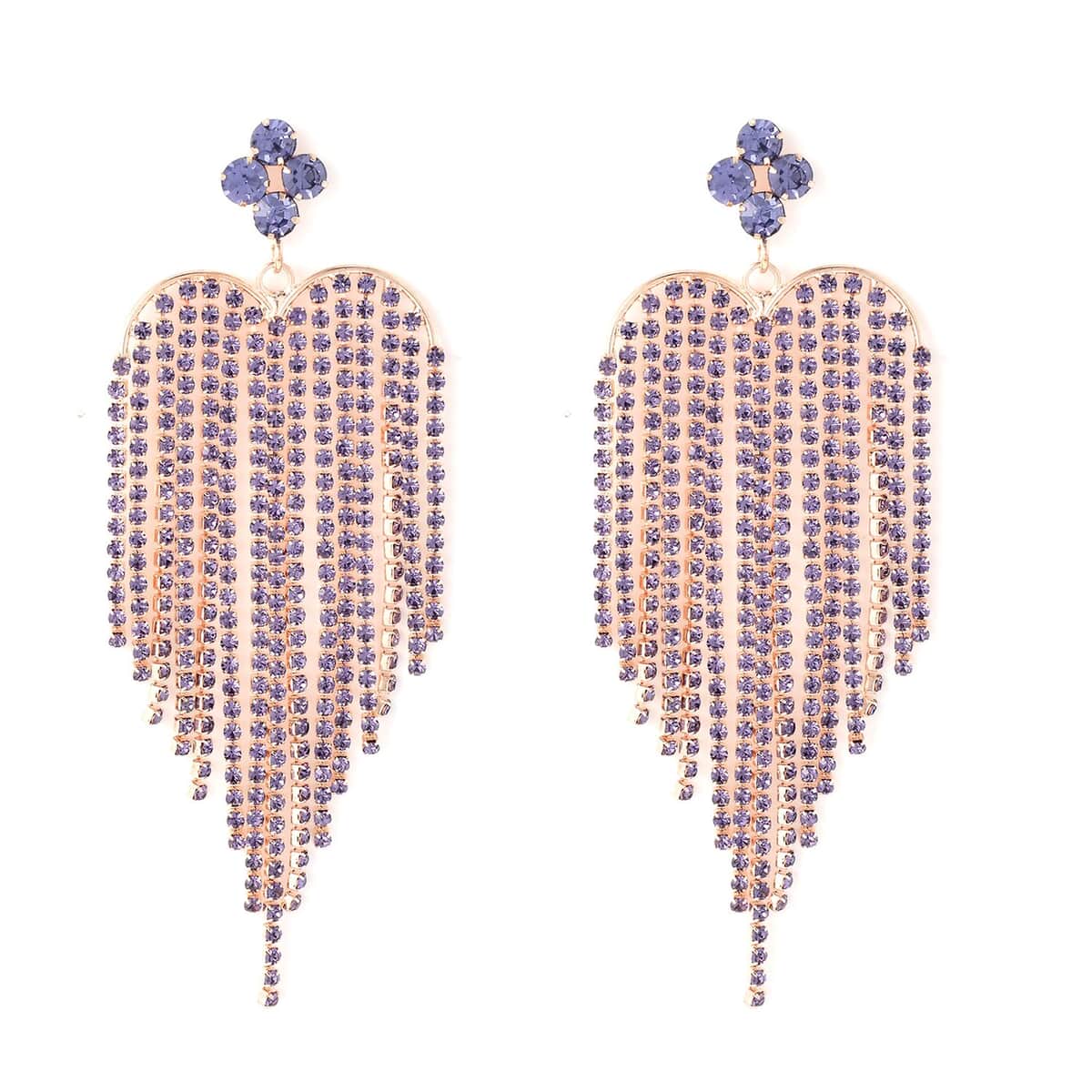 Purple Austrian Crystal Chandelier Earrings in Rosetone and Stainless Steel , Tarnish-Free, Waterproof, Sweat Proof Jewelry image number 0