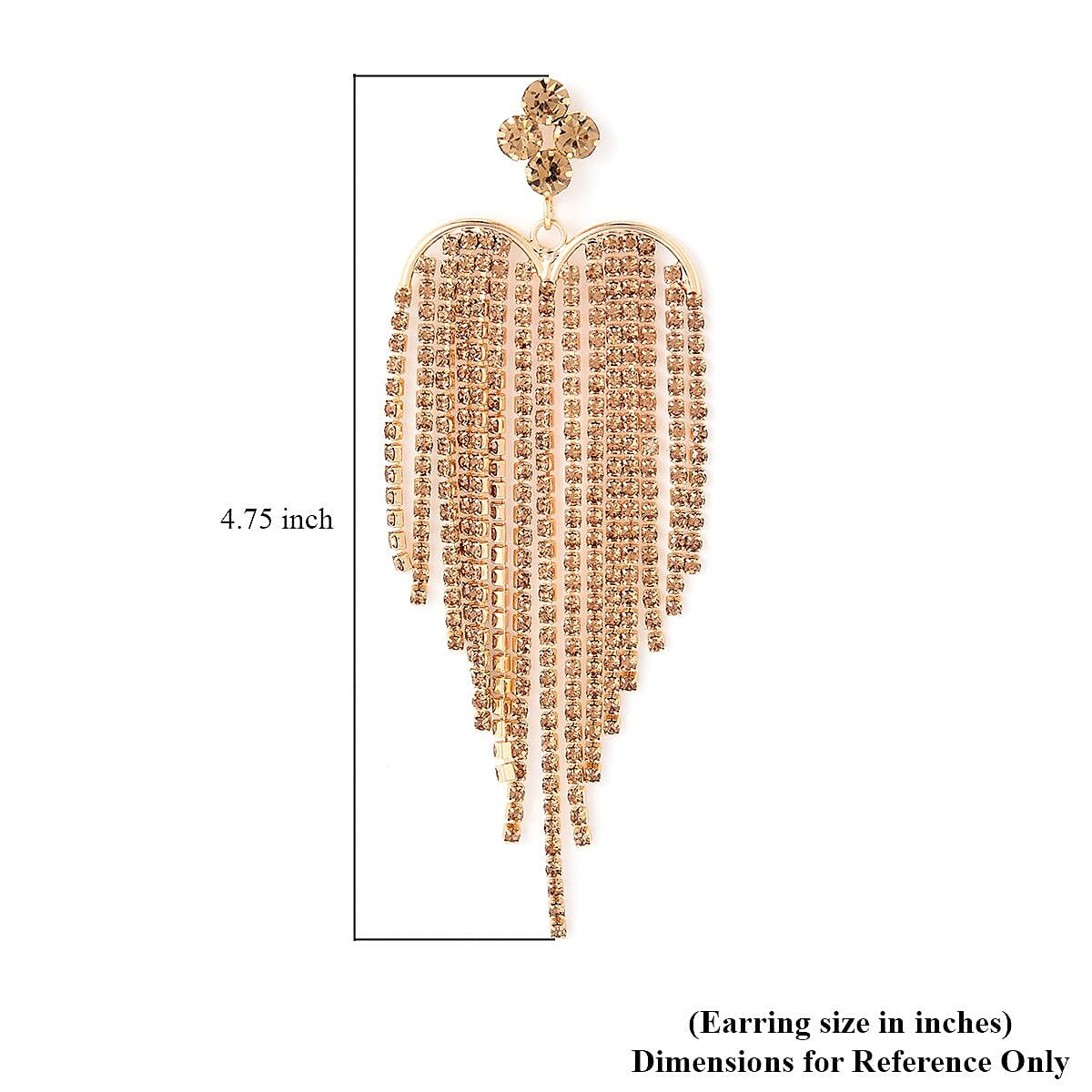 Champagne Austrian Crystal Chandelier Earrings in Goldtone and Stainless Steel , Tarnish-Free, Waterproof, Sweat Proof Jewelry image number 2