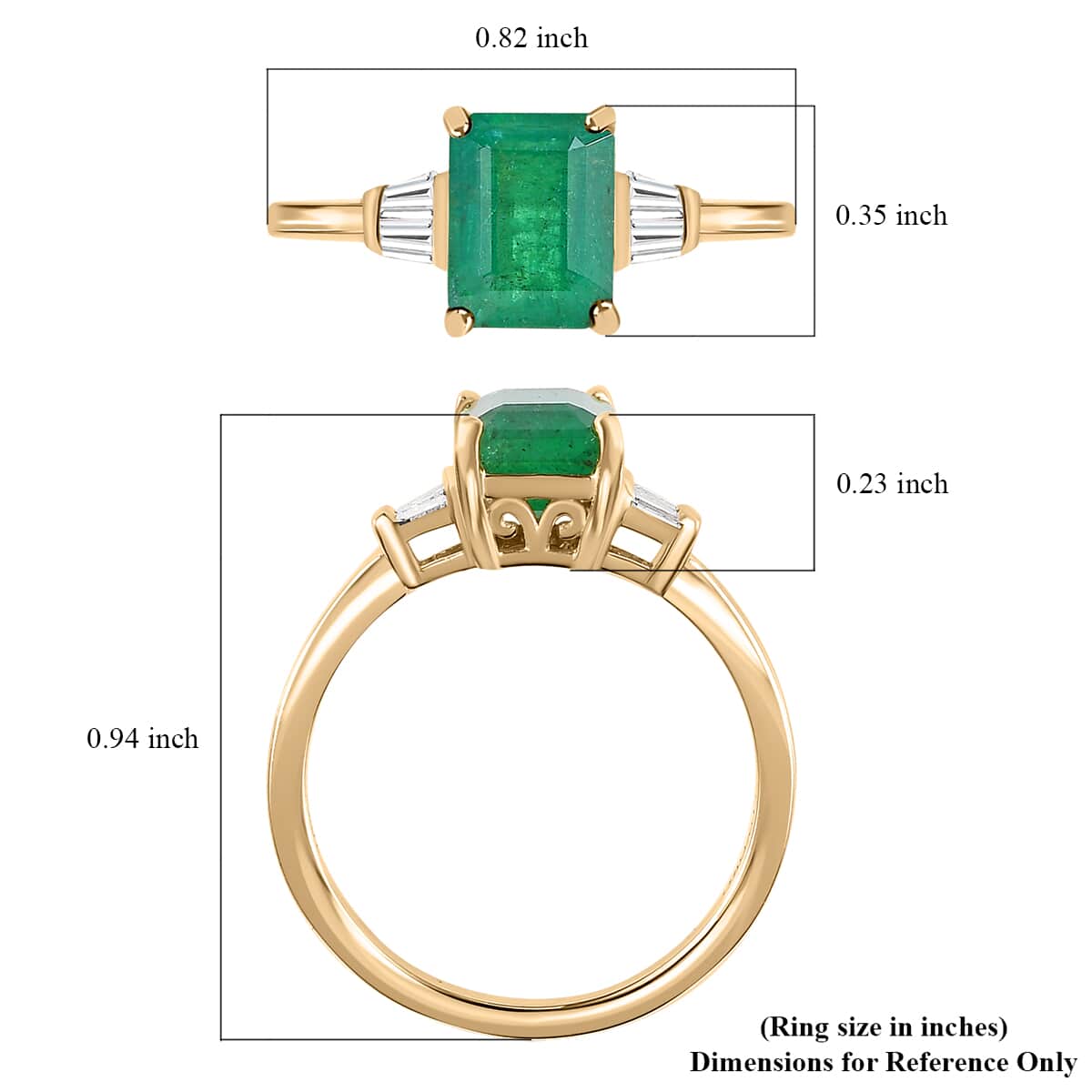 Luxoro 10K Yellow Gold AAA Kagem Zambian Emerald and G-H I3 Diamond Ring (Size 10.0) 1.70 ctw image number 5
