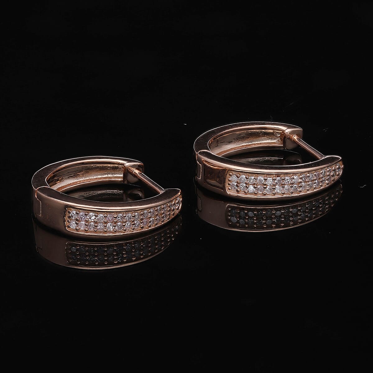 Natural Pink Diamond I3 Hoop Earrings in Vermeil Rose Gold Over Sterling Silver 0.25 ctw image number 1