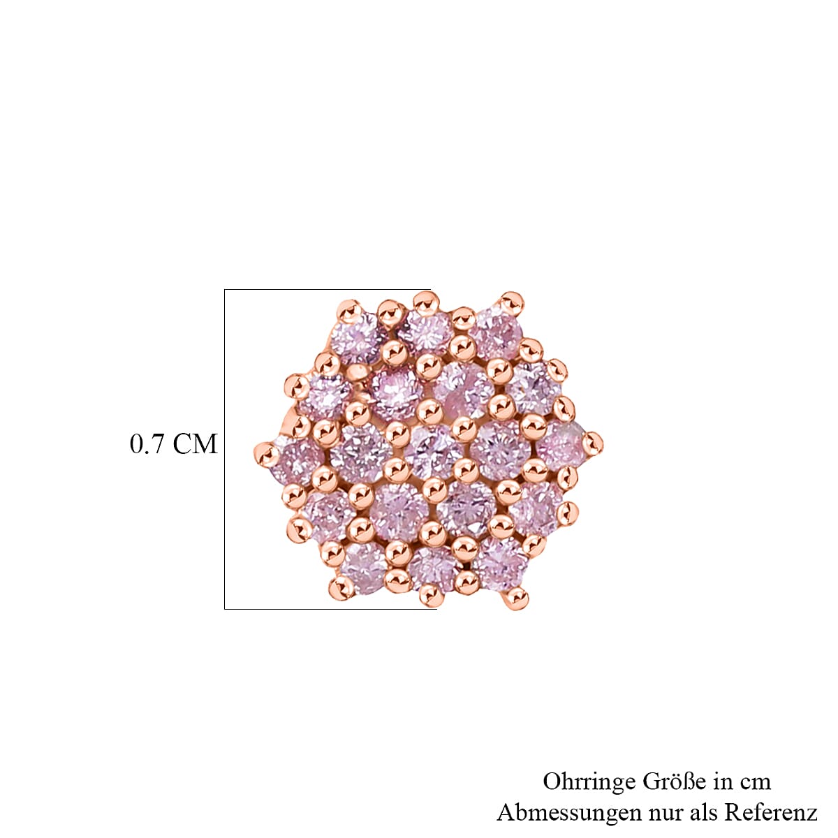 Natural Pink Diamond I3 Stud Earrings in Vermeil Rose Gold Over Sterling Silver 0.25 ctw image number 4