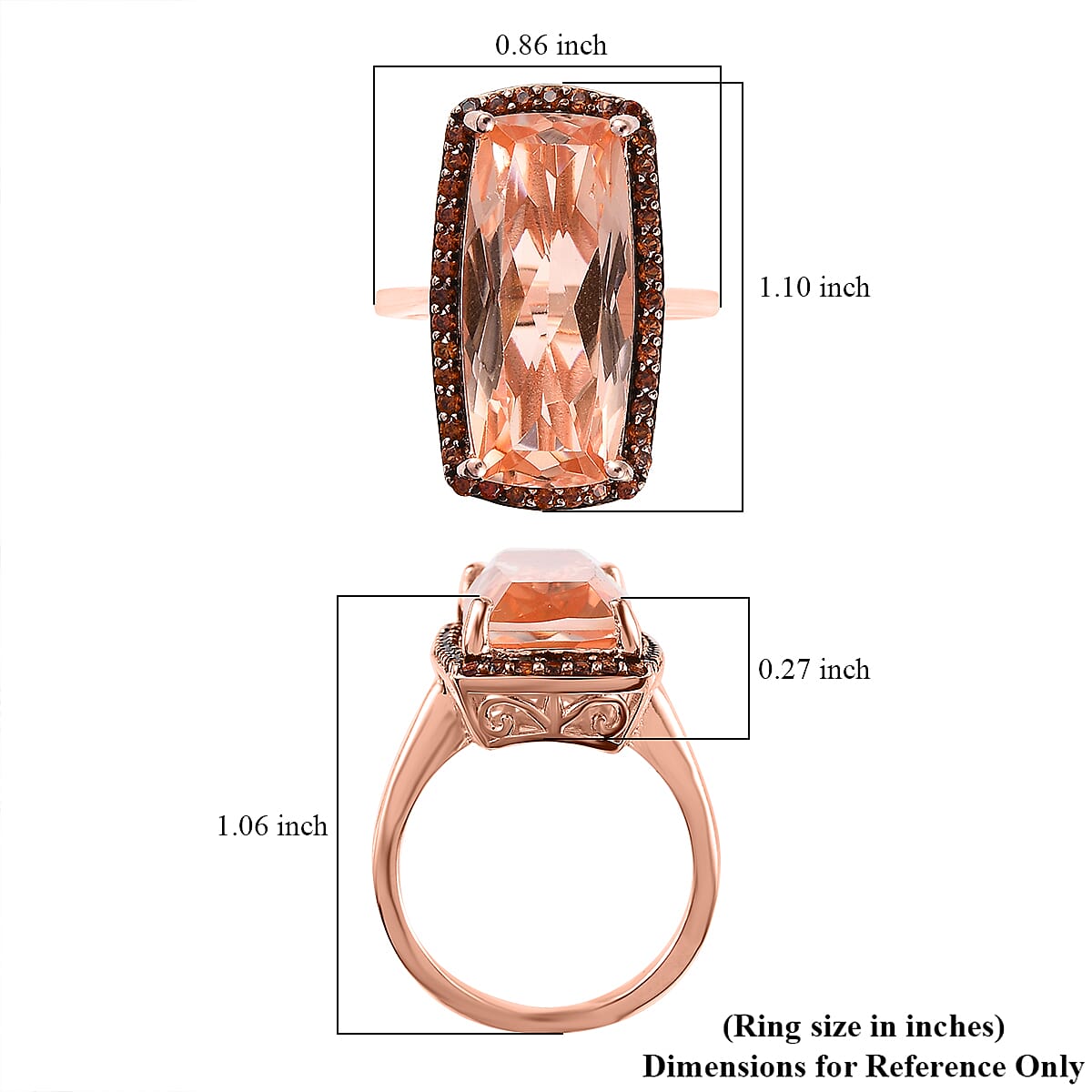 Morganique Quartz (Triplet) and Coffee Zircon Halo Ring in Vermeil Rose Gold Over Sterling Silver (Size 10.0) 13.15 ctw