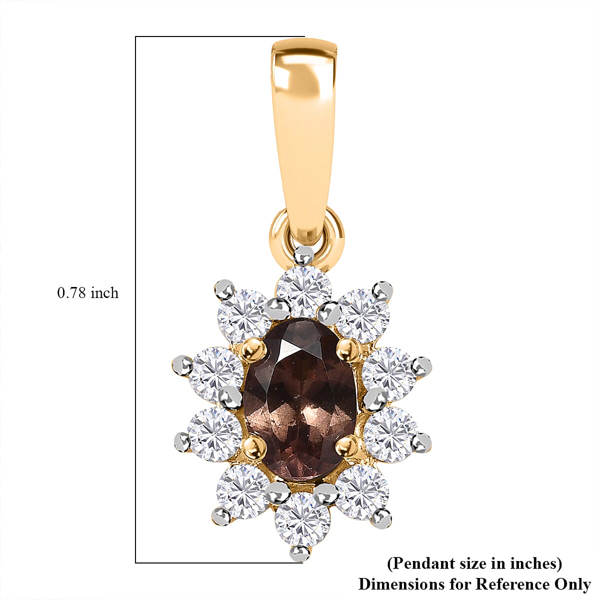 Luxoro 10K Yellow Gold Premium Bekily Color Change Garnet and Moissanite Sunburst Pendant 1.00 ctw