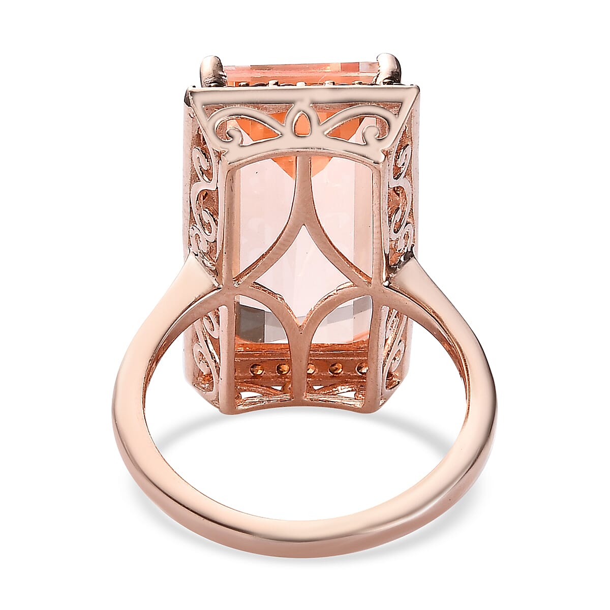 Morganique Quartz (Triplet) and Coffee Zircon Halo Ring in Vermeil Rose Gold Over Sterling Silver (Size 9.0) 15.35 ctw image number 4
