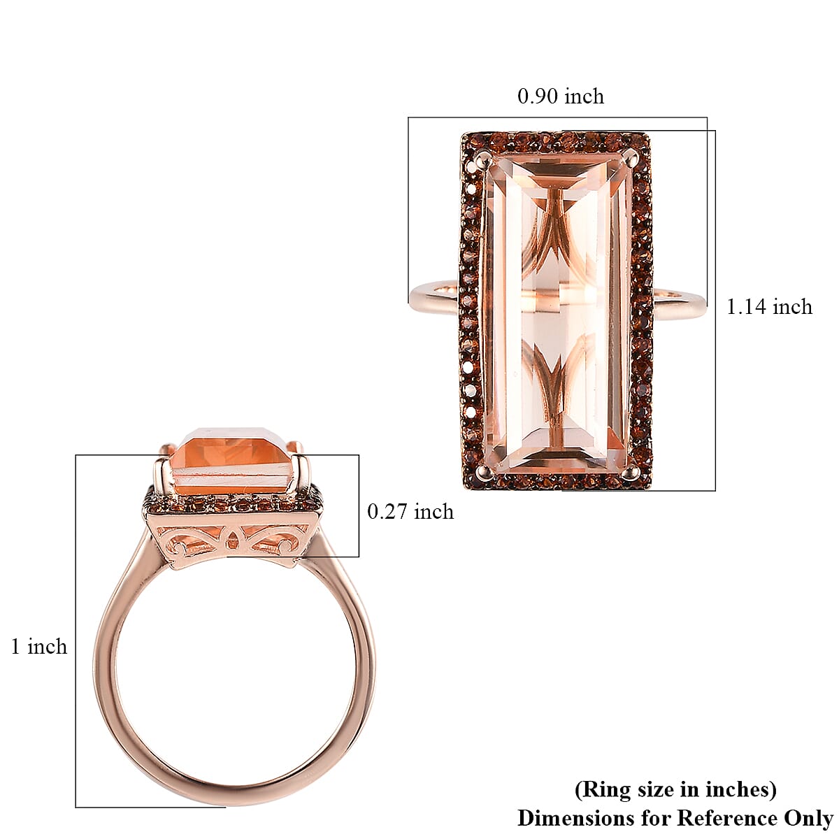 Morganique Quartz (Triplet) and Coffee Zircon Halo Ring in Vermeil Rose Gold Over Sterling Silver (Size 9.0) 15.35 ctw image number 5