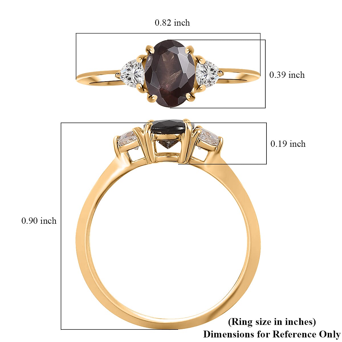 Luxoro 10K Yellow Gold Premium Bekily Color Change Garnet and Moissanite 3 Stone Ring (Size 9.0) 2.00 ctw image number 5