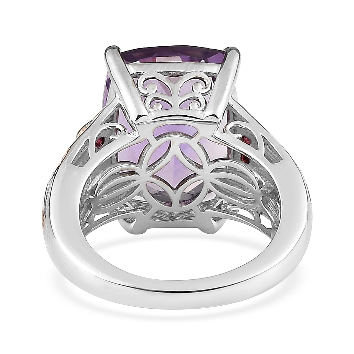 AAA Rose De France Amethyst and Anthill Garnet Ring in Vermeil Rose Gold and Platinum Over Sterling Silver (Size 10.0) 10.15 ctw