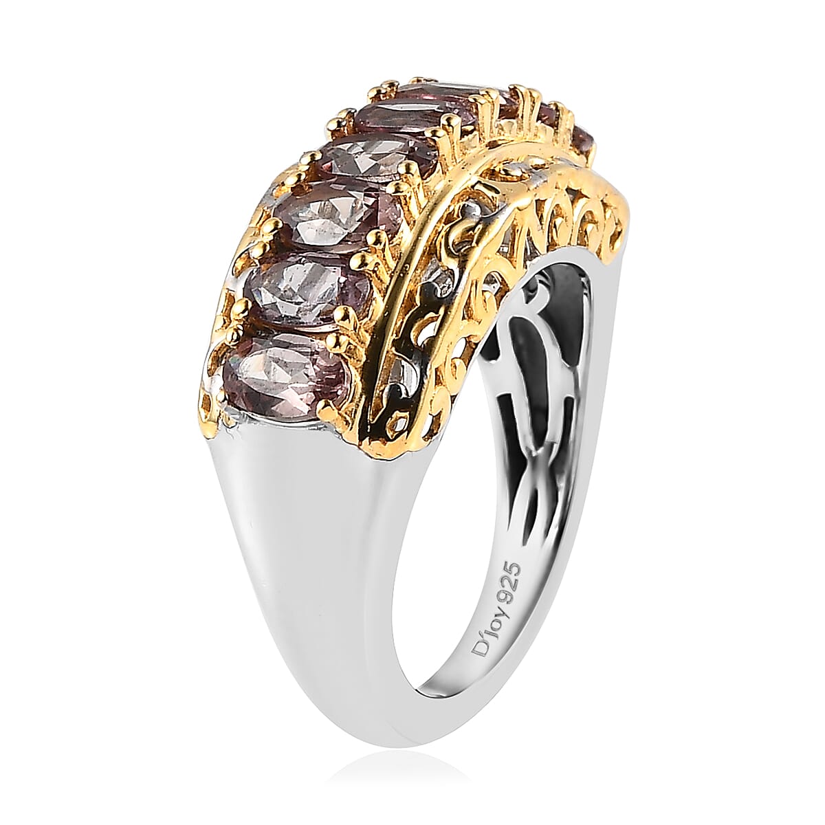 Bekily Color Change Garnet Ring in Vermeil Yellow Gold and Platinum Over Sterling Silver 2.25 ctw image number 3