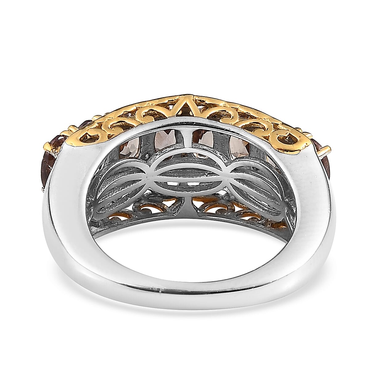 Bekily Color Change Garnet Ring in Vermeil Yellow Gold and Platinum Over Sterling Silver 2.25 ctw image number 4