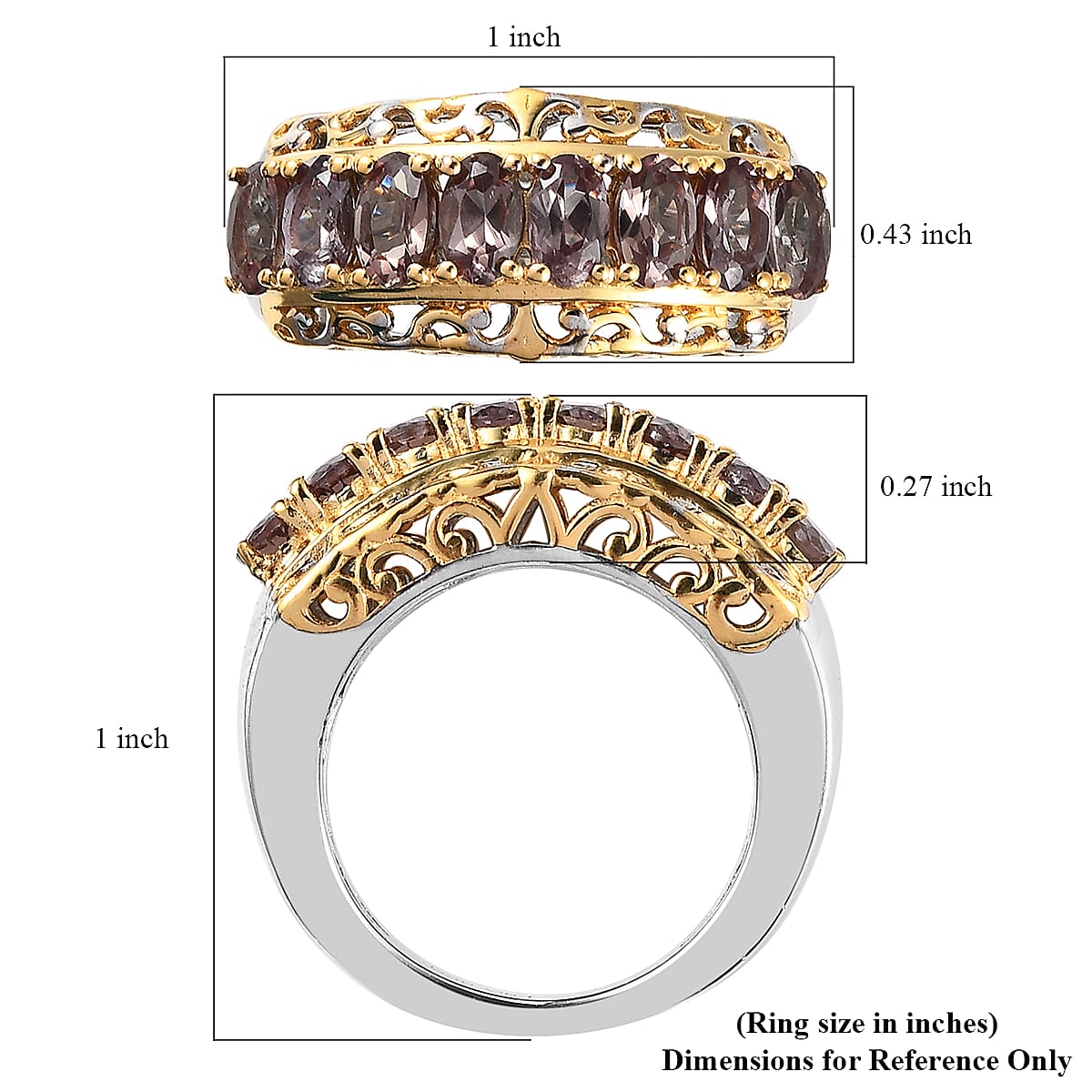 Bekily Color Change Garnet Ring in Vermeil Yellow Gold and Platinum Over Sterling Silver 2.25 ctw image number 5