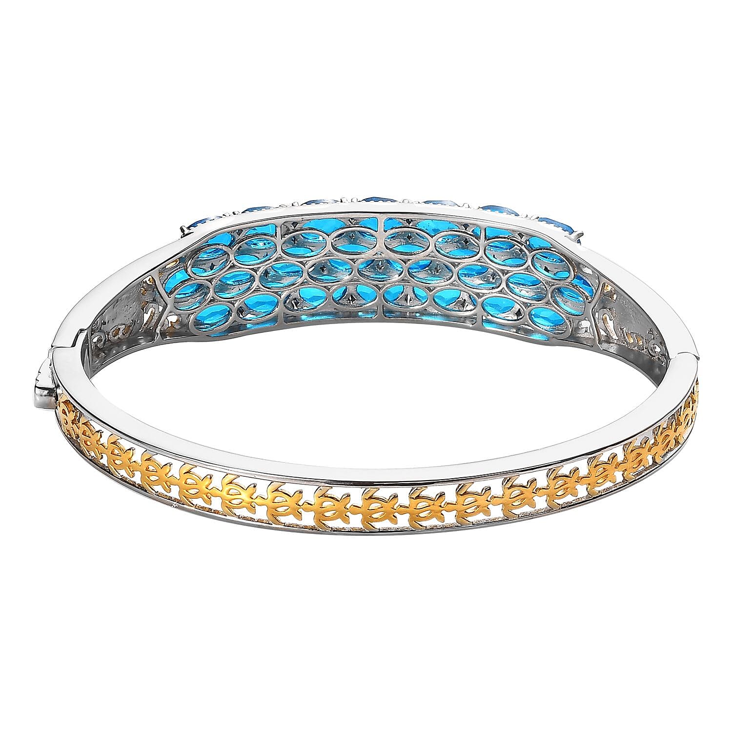 Karis Caribbean Quartz (Triplet) Bangle Bracelet in 18K YG Plated and Platinum Bond (6.50 In) 18.65 ctw