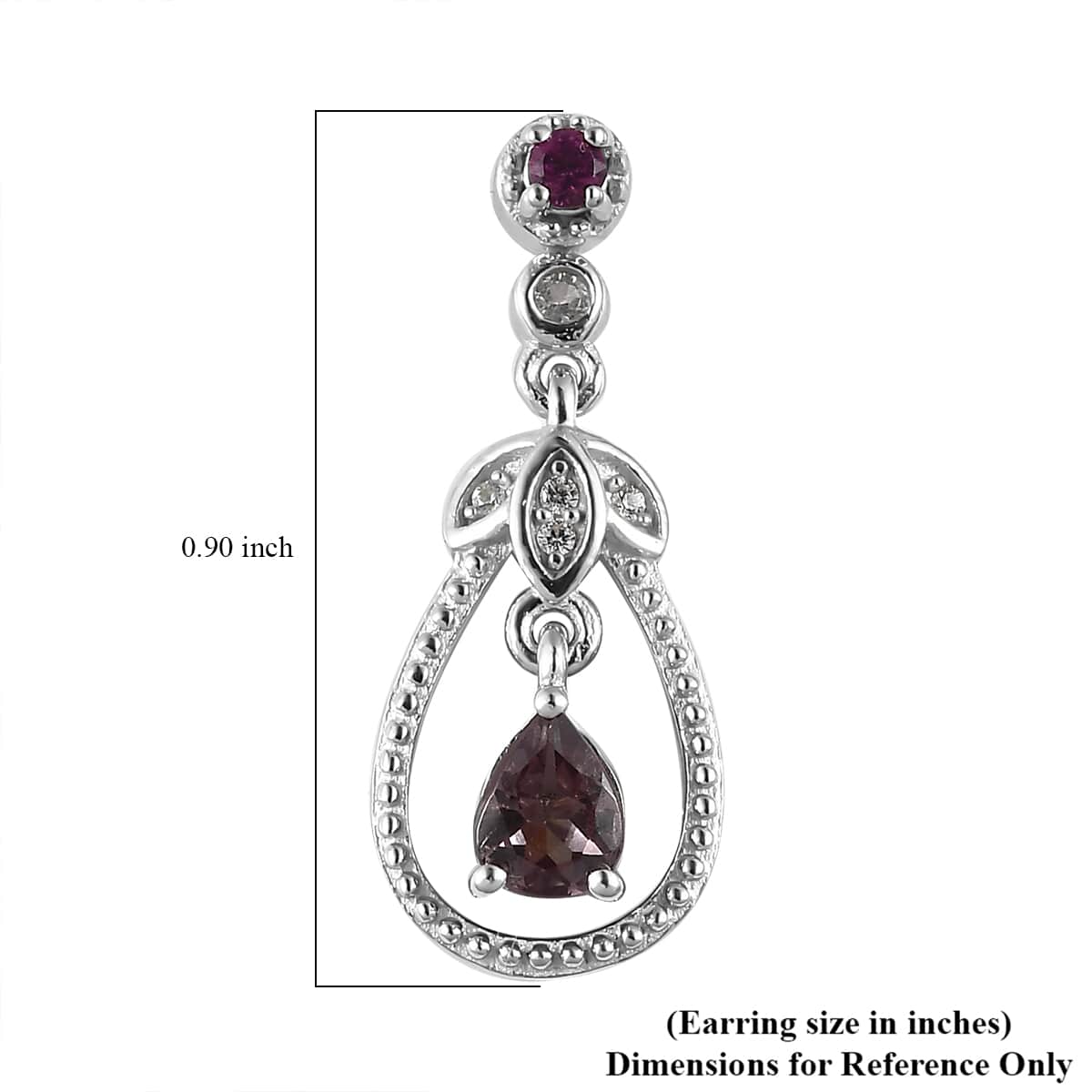 Bekily Color Change Garnet and Multi Gemstone Dangling Earrings in Platinum Over Sterling Silver 1.00 ctw image number 4