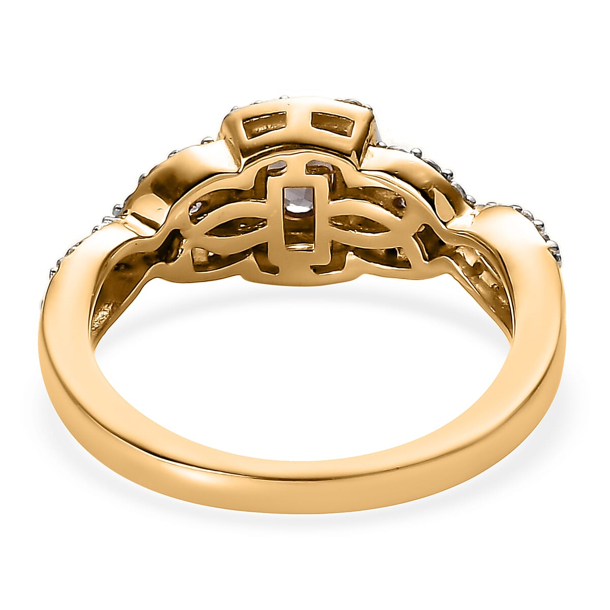 Bekily Color Change Garnet and White Zircon Ring in Vermeil Yellow Gold Over Sterling Silver (Size 10.0) 1.35 ctw