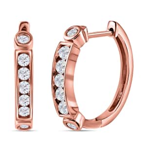 Moissanite Hoop Earrings in Vermeil Rose Gold Over Sterling Silver 0.85 ctw