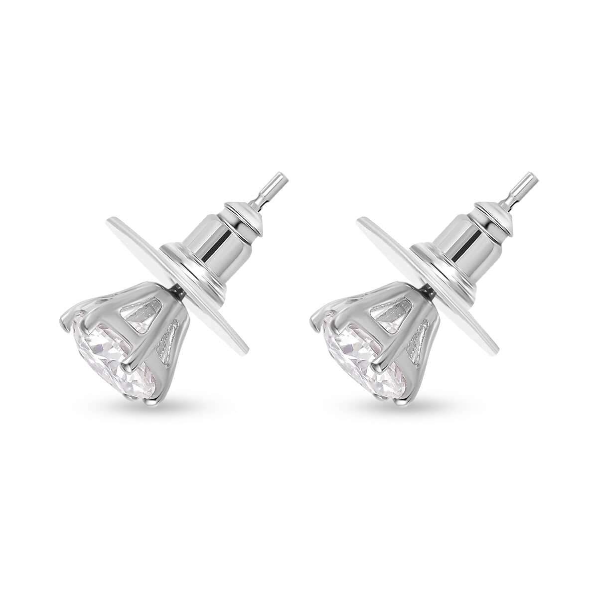Moissanite Solitaire Stud Earrings in Platinum Over Sterling Silver 1.85 ctw image number 3