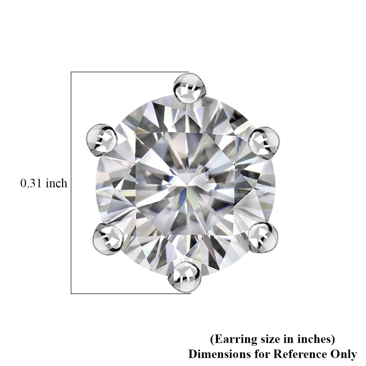 Moissanite Solitaire Stud Earrings in Platinum Over Sterling Silver 1.85 ctw image number 4