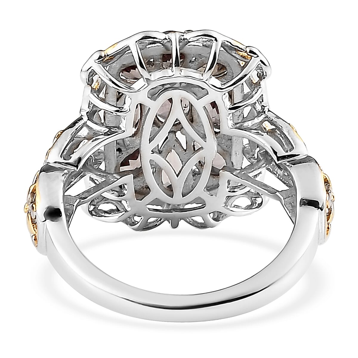 Bekily Color Change Garnet and White Zircon Ring in Vermeil Yellow Gold and Platinum Over Sterling Silver (Size 10.0) 2.65 ctw