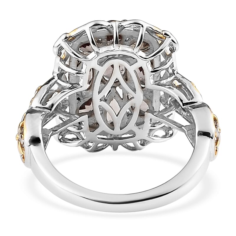 Bekily Color Change Garnet and White Zircon Ring in Vermeil Yellow Gold and Platinum Over Sterling Silver (Size 10.0) 2.65 ctw