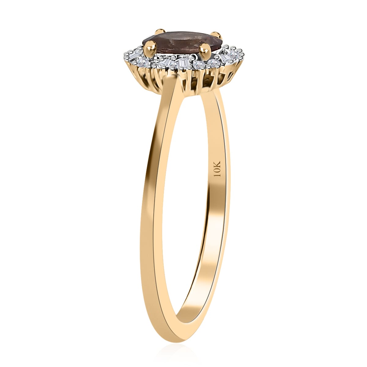 One Time Only Luxoro 10K Yellow Gold Premium Bekily Color Change Garnet, Diamond (0.15 cts) Ring (Size 10.0) 0.70 ctw image number 3