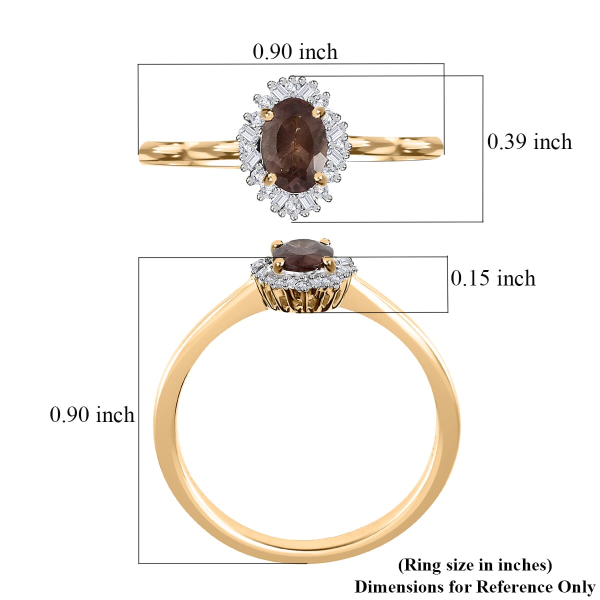 One Time Only Luxoro 10K Yellow Gold Premium Bekily Color Change Garnet, Diamond (0.15 cts) Ring (Size 10.0) 0.70 ctw image number 5