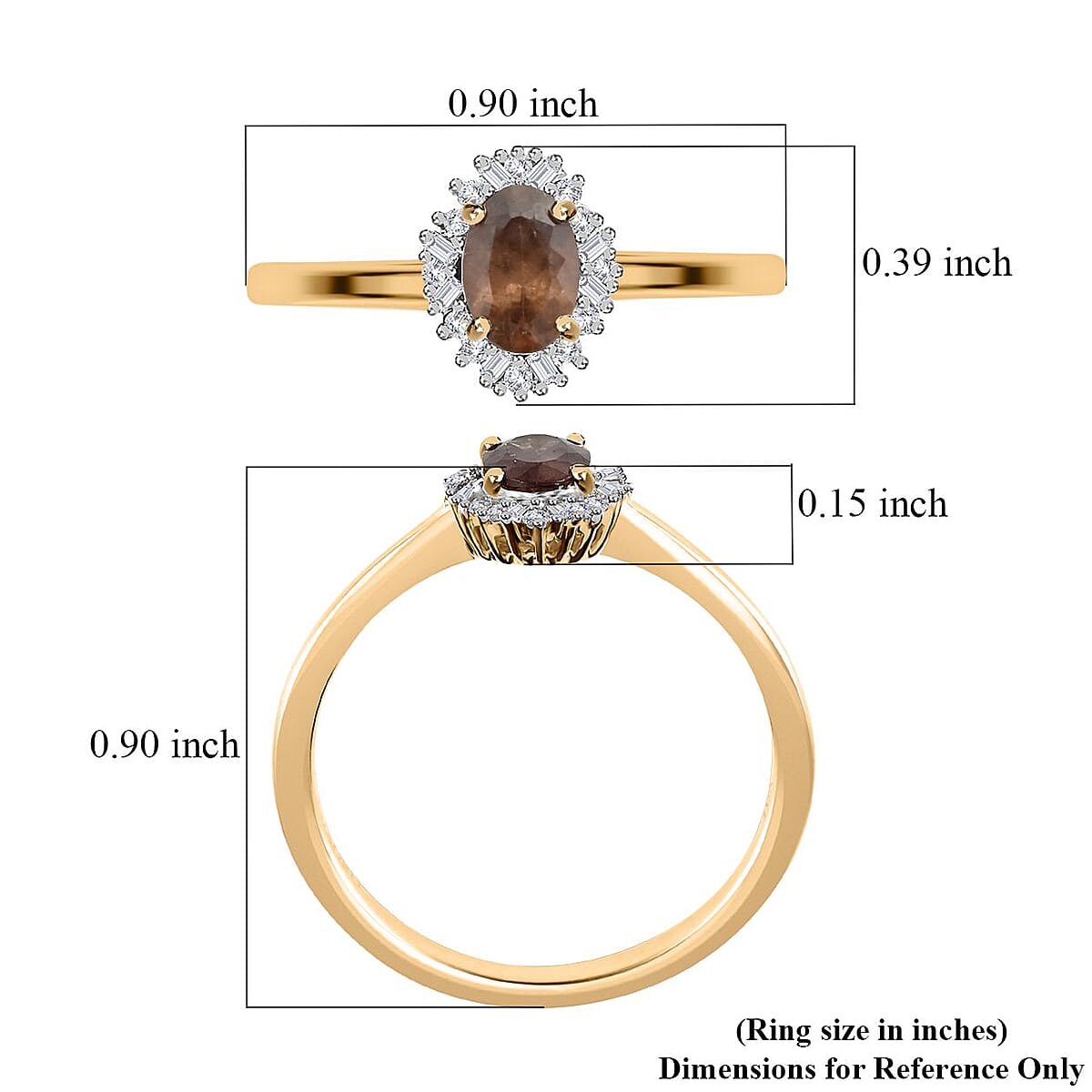 Luxoro 10K Yellow Gold Premium Bekily Color Change Garnet and Diamond Ring (Size 7.0) 0.70 ctw image number 5
