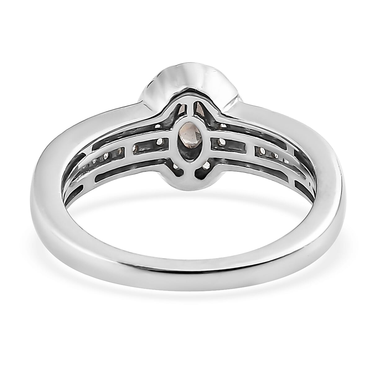 Bekily Color Change Garnet and White Zircon Halo Ring in Platinum Over Sterling Silver 0.75 ctw image number 4