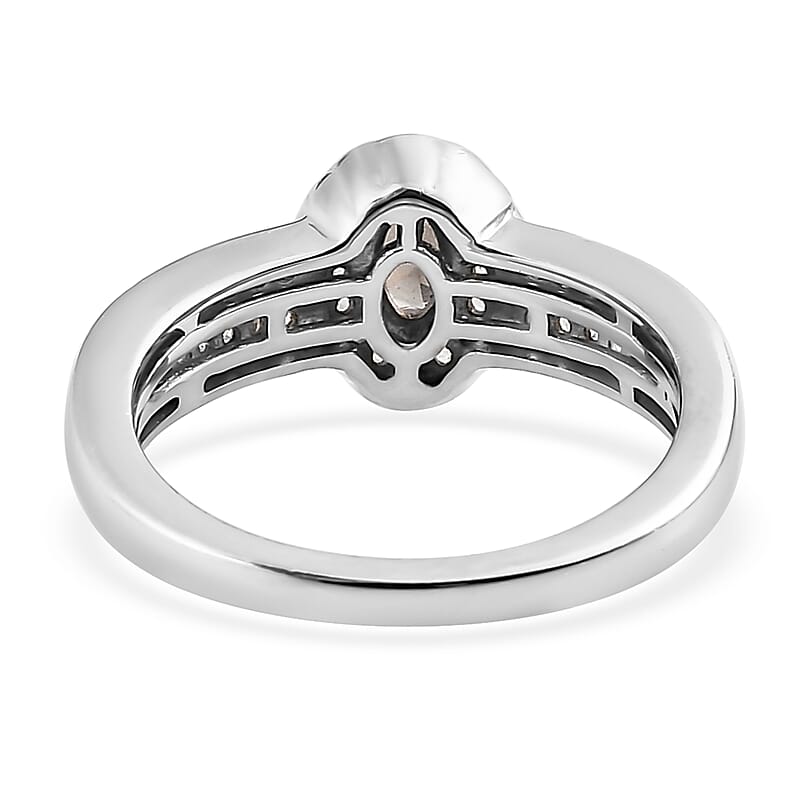 Bekily Color Change Garnet and White Zircon Halo Ring in Platinum Over Sterling Silver (Size 10.0) 0.75 ctw