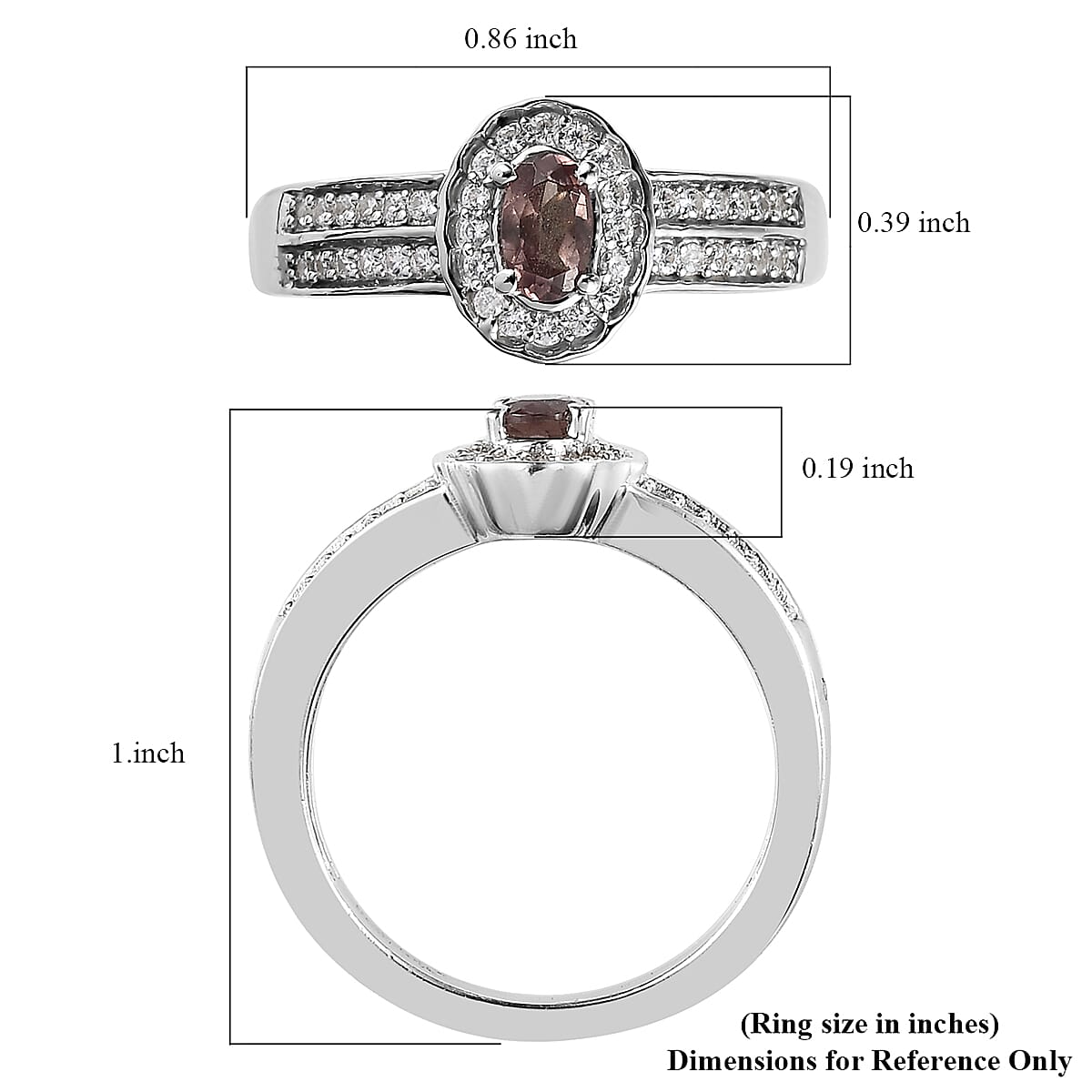 Bekily Color Change Garnet and White Zircon Halo Ring in Platinum Over Sterling Silver (Size 7.0) 0.75 ctw image number 5