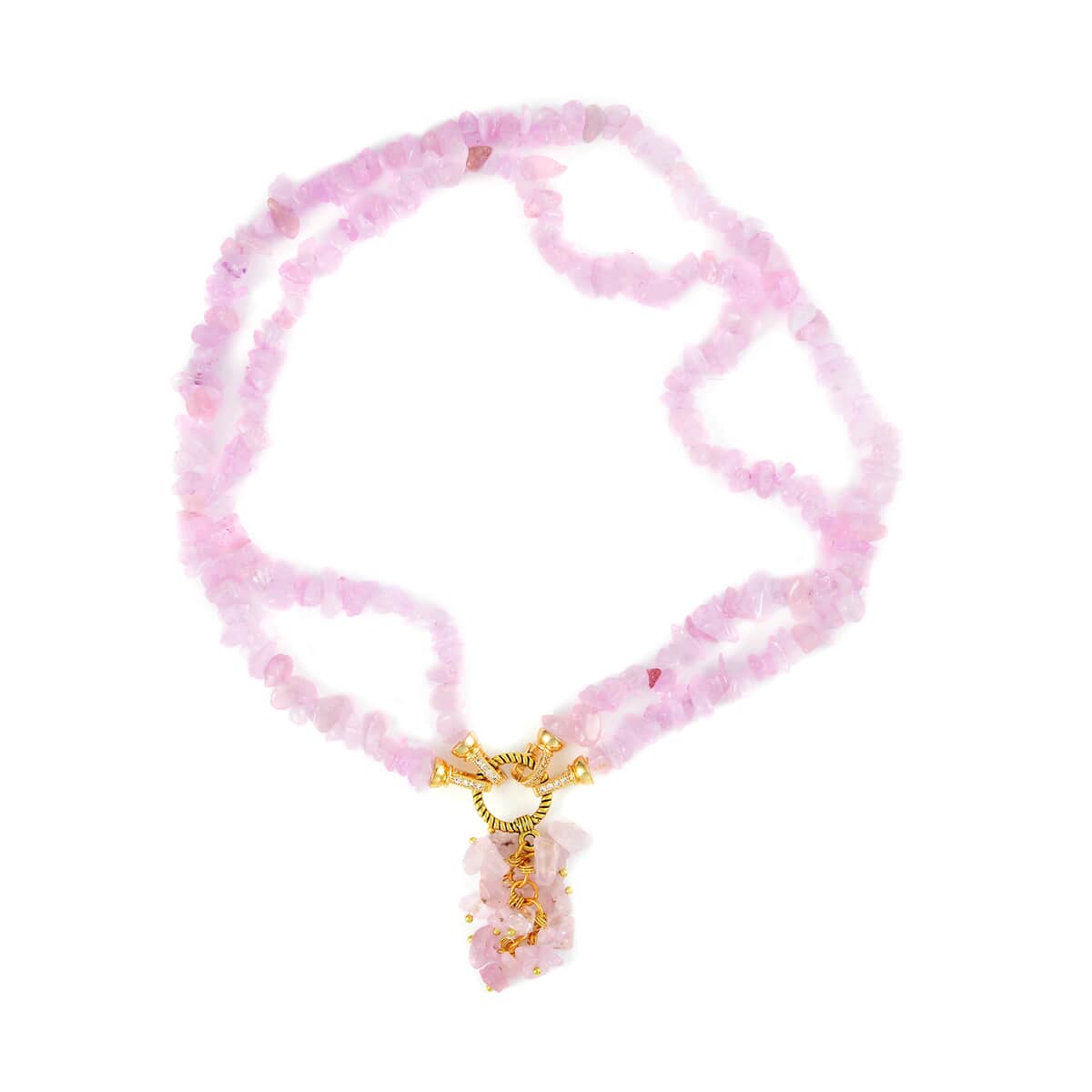 Galilea Rose Quartz and White Austrian Crystal Necklace 18 Inches in Goldtone 335.00 ctw image number 0