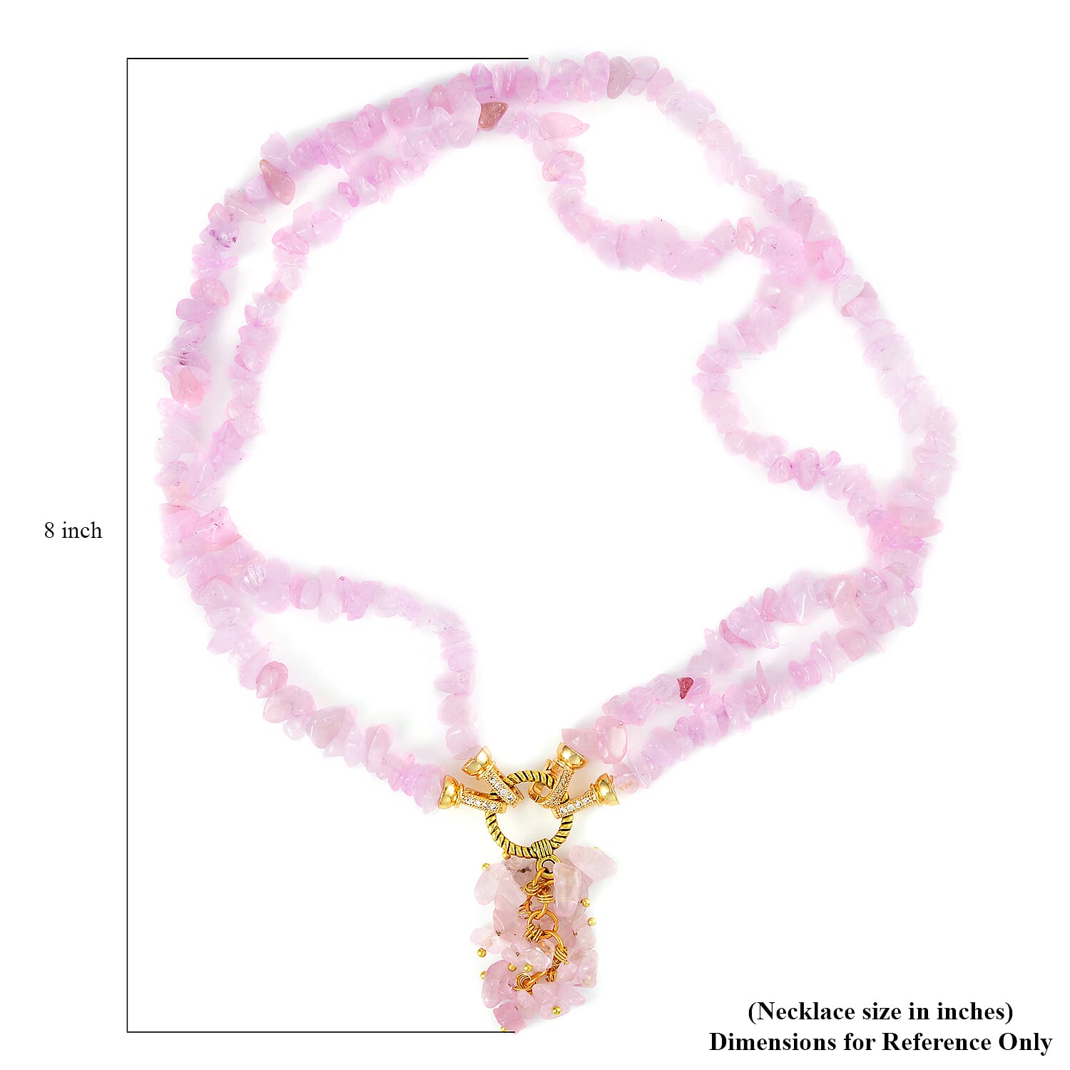 Galilea Rose Quartz and White Austrian Crystal Necklace 18 Inches in Goldtone 335.00 ctw