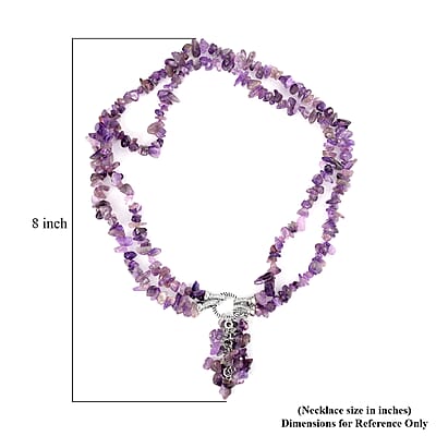 Amethyst and White Austrian Crystal Necklace 18 Inches in Silvertone 336.00 ctw