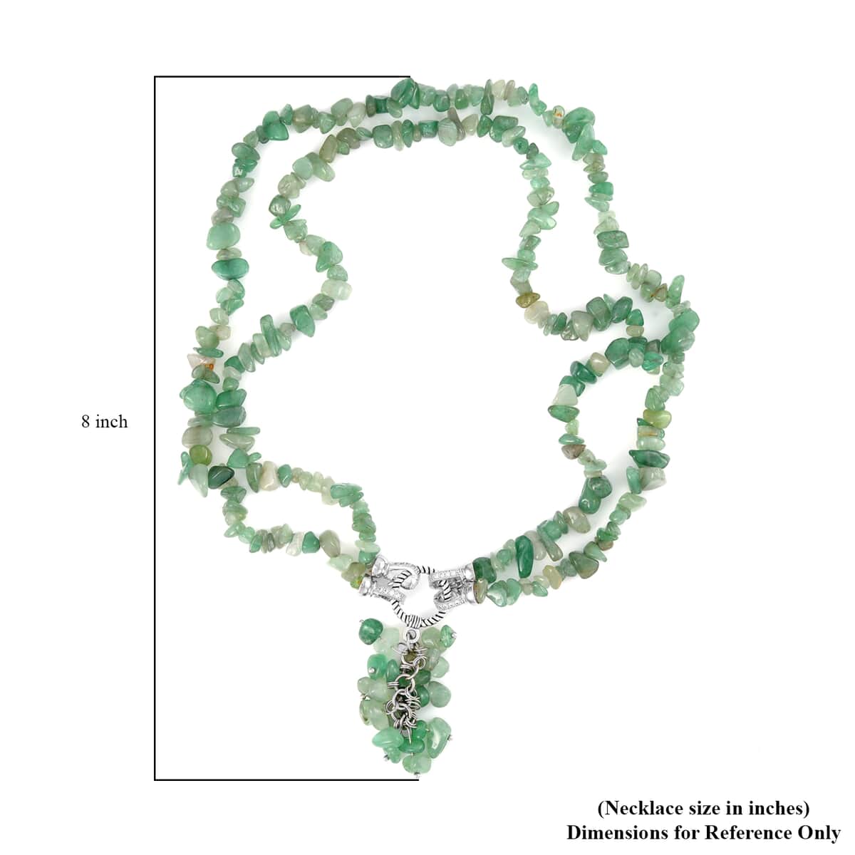 Green Aventurine and White Austrian Crystal Necklace 18 Inches in Silvertone 335.00 ctw image number 3