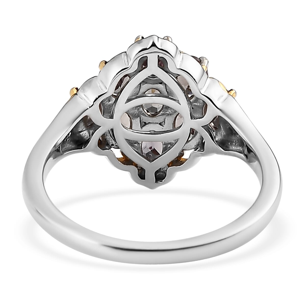 Bekily Color Change Garnet Cluster Ring in Vermeil Yellow Gold and Platinum Over Sterling Silver 1.85 ctw image number 4