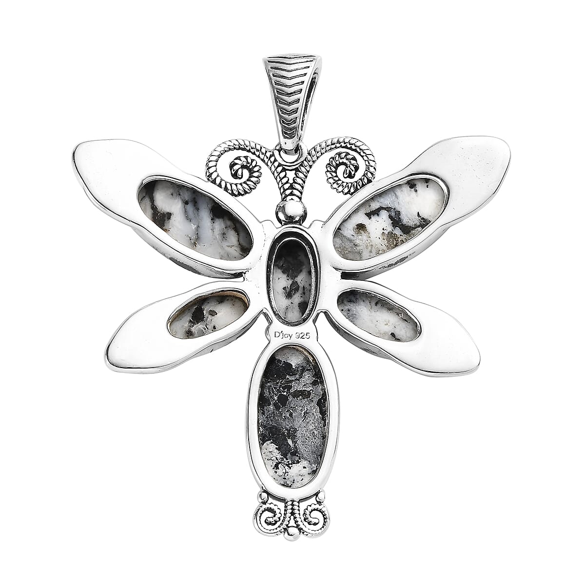 Artisan Crafted White Buffalo Pendant, Dragonfly Pendant, Sterling Silver Pendant, White Buffalo Dragonfly Pendant 15.35 ctw