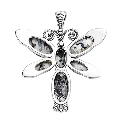 Artisan Crafted White Buffalo Pendant, Dragonfly Pendant, Sterling Silver Pendant, White Buffalo Dragonfly Pendant 15.35 ctw