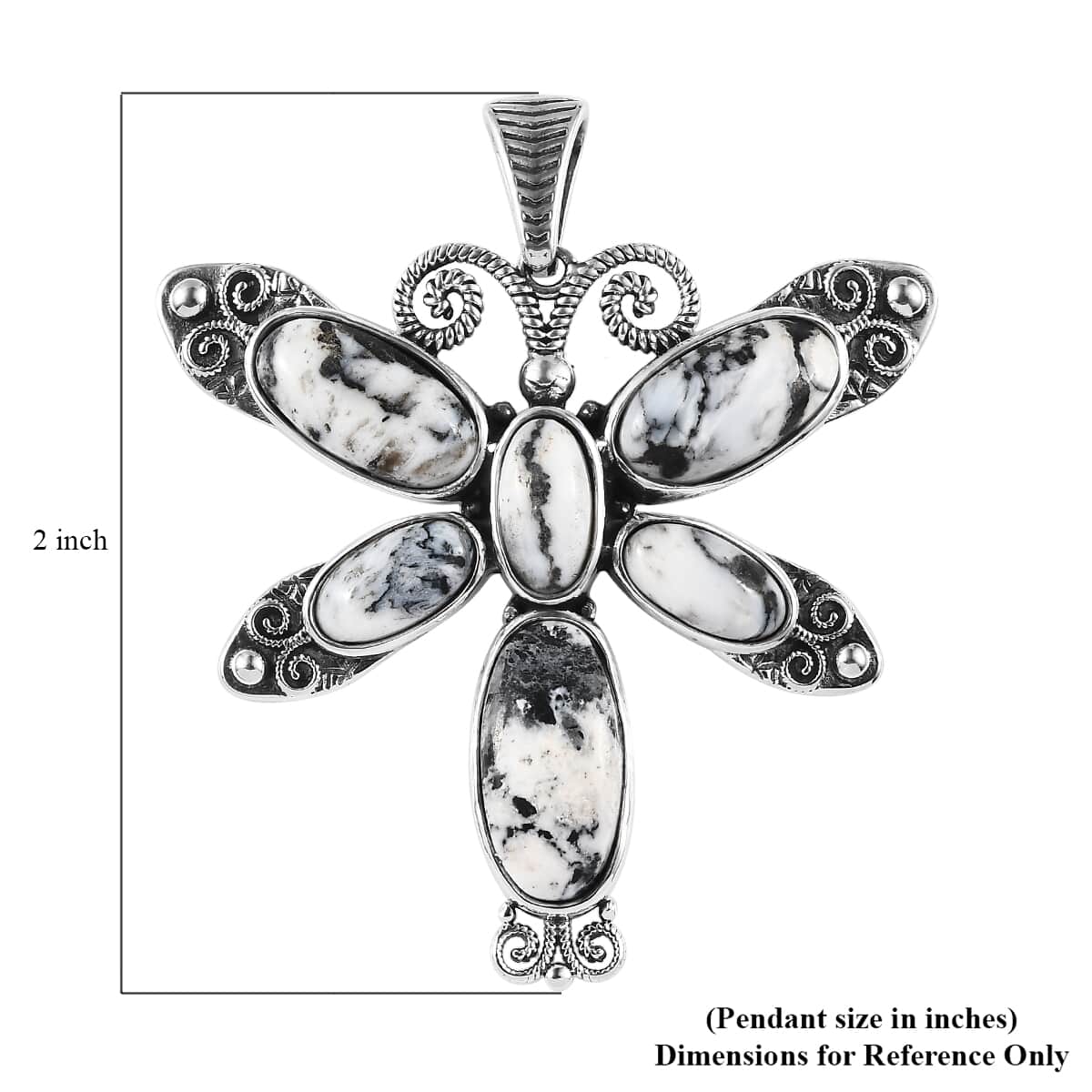 Artisan Crafted White Buffalo Pendant, Dragonfly Pendant, Sterling Silver Pendant, White Buffalo Dragonfly Pendant 15.35 ctw image number 5