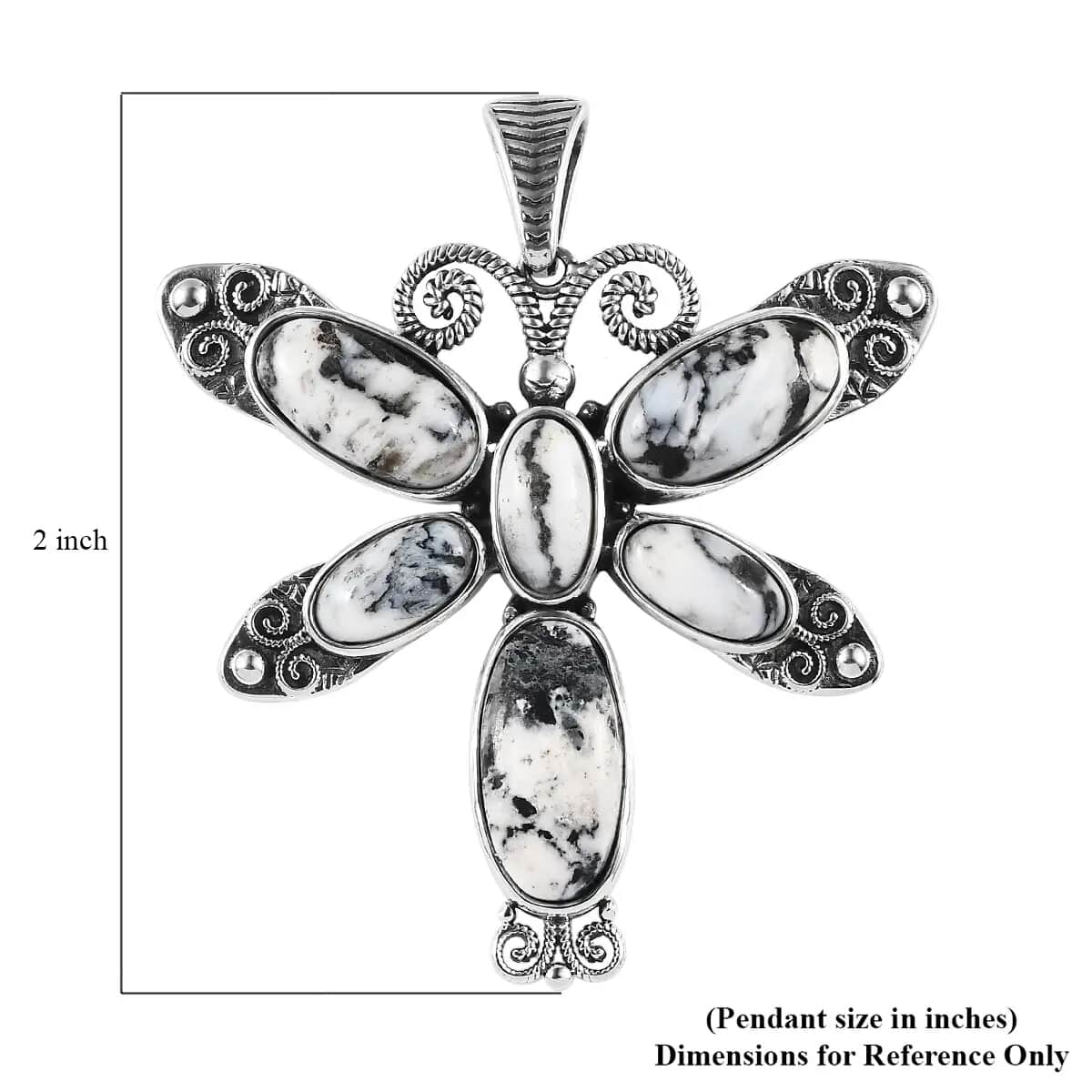 Artisan Crafted White Buffalo Pendant, Dragonfly Pendant, Sterling Silver Pendant, White Buffalo Dragonfly Pendant 15.35 ctw image number 6