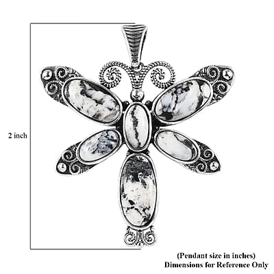 Artisan Crafted White Buffalo Pendant, Dragonfly Pendant, Sterling Silver Pendant, White Buffalo Dragonfly Pendant 15.35 ctw