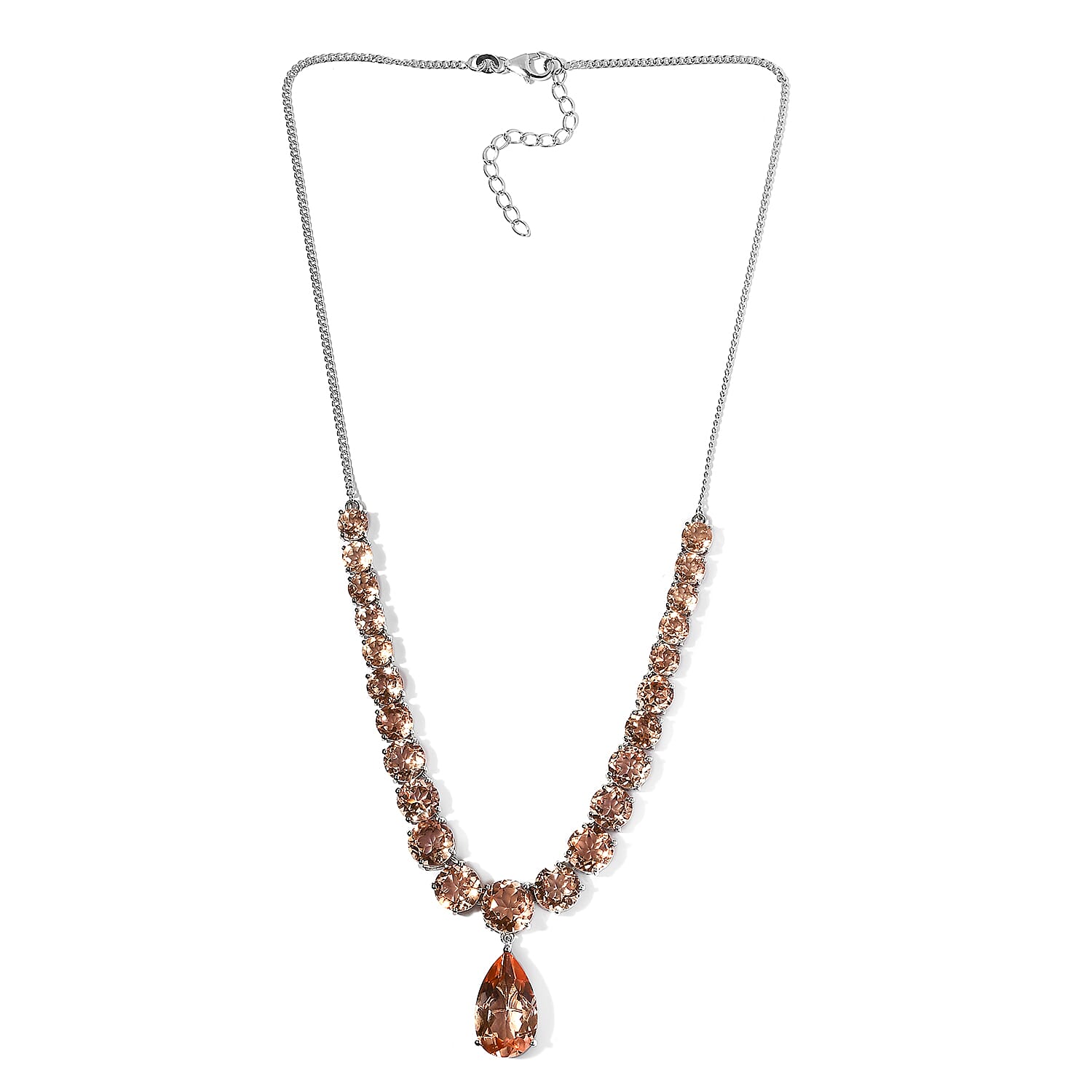 Morganique Quartz (Triplet) Drop Necklace 18 Inches in Platinum Over Sterling Silver 51.40 ctw