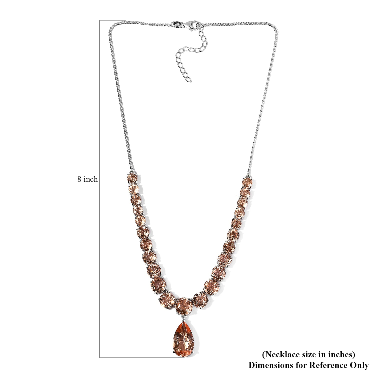 Morganique Quartz (Triplet) Drop Necklace 18 Inches in Platinum Over Sterling Silver 51.40 ctw