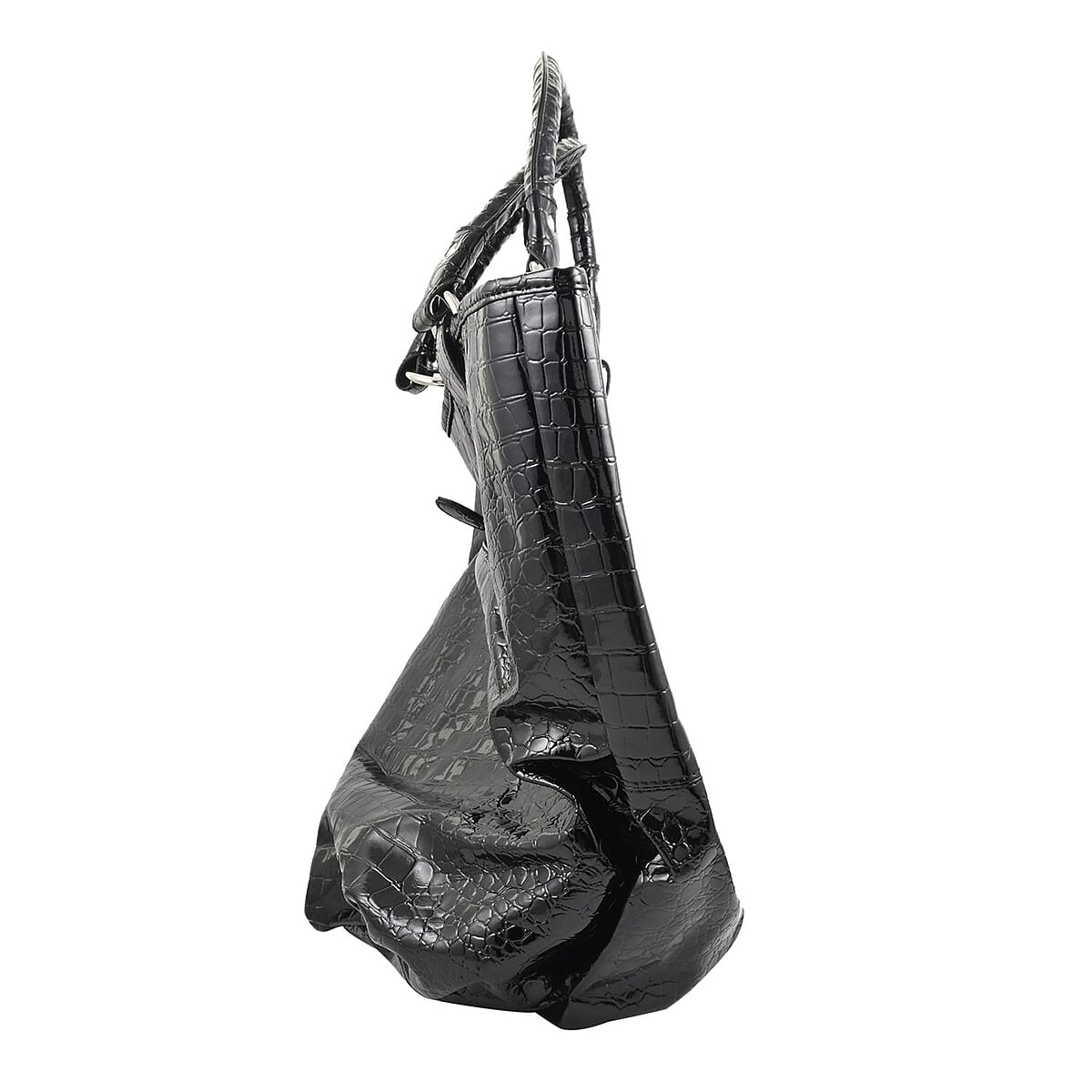 Chicago Closeouts Country Chic 4pc Black Crocodile Embossed Faux Leather Tote, Shoulder Bag, Crossbody Bag and Wallet image number 6