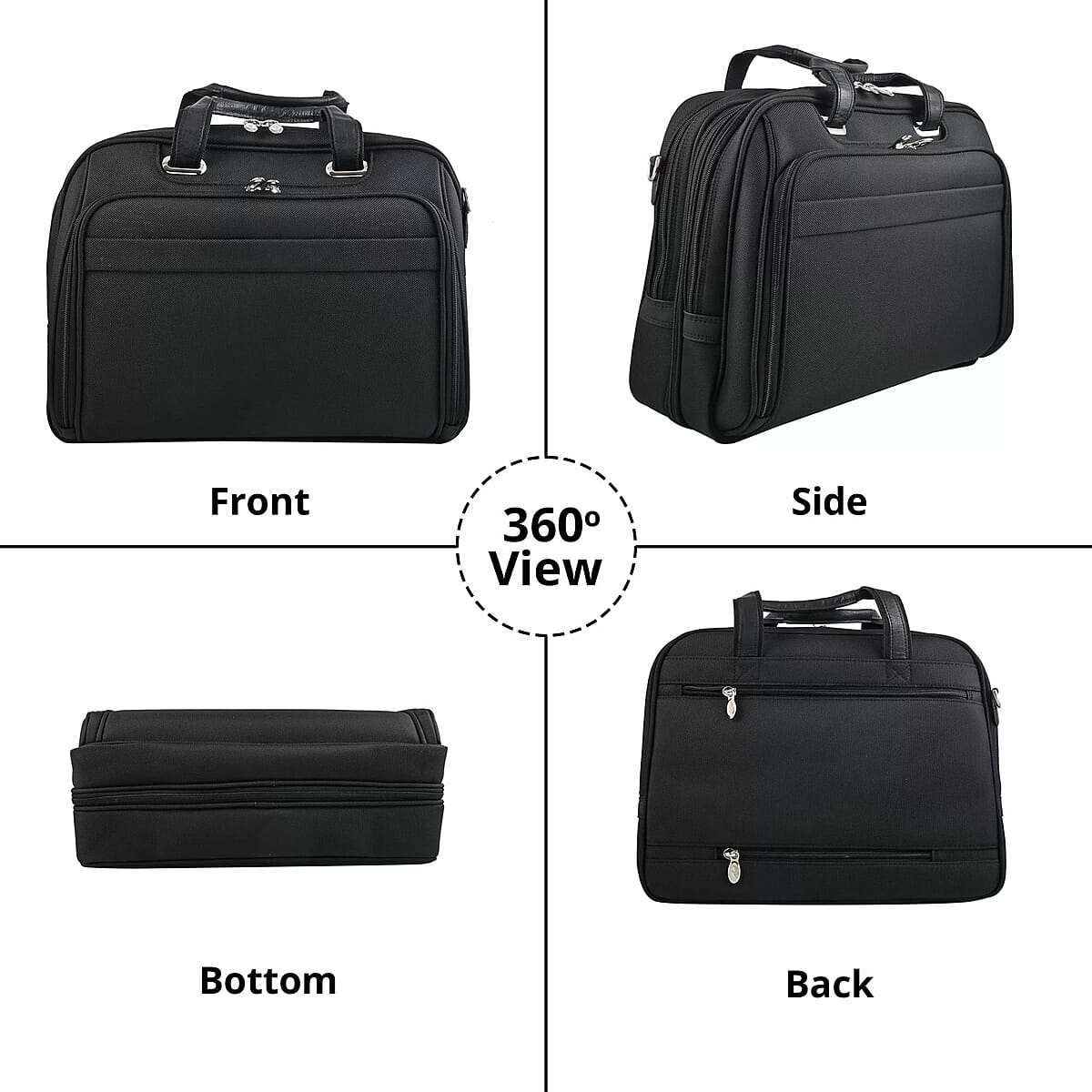 Chicago Closeouts McKlein Black Nylon Briefcase with Laptop Sleeve image number 2