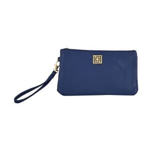 Liz Claiborne Navy Faux Leather RFID Protected Wristlet Wallet with Power Bank (9"x5.5")